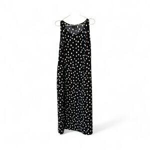 Connected Apparel Black Dress with White Polka Dots